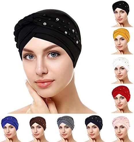 Žene Rhinestones kapu Turban Headwrap Fashion Pearl Hair Covers marama za žene naglavačke raka Headwear