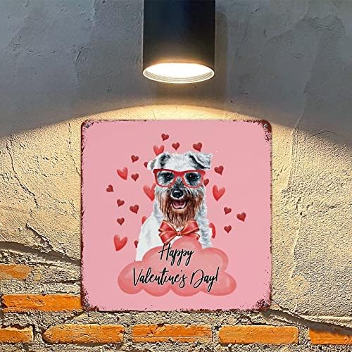 Pas za kućne ljubimce Sretan Dan zaljubljenih Metal plak znak Field španijel Pas Retro Zidna dekoracija plakete pas sa crvenim naočarima i Ljubav Srce aluminijumski znak za dečiju sobu dnevni boravak 12x12in