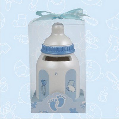 12 baby Shower Baby Blue Bottle Boy favors in Box Favors Gift Keepsake Favor