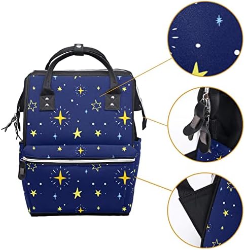 Žute zvijezde Night Mornarsko mornarička torbica ruksaka Baby Nappy Promjena torbe s više funkcija Veliki kapacitet Putna torba