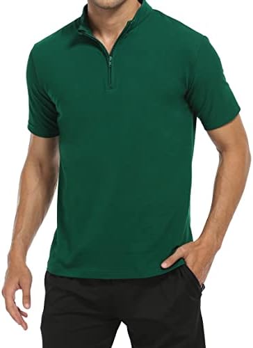 Hausein polo majice za muškarce kratki rukav Slim Fit Quarter zip atletski sportski mišićni ležerne ljetne majice