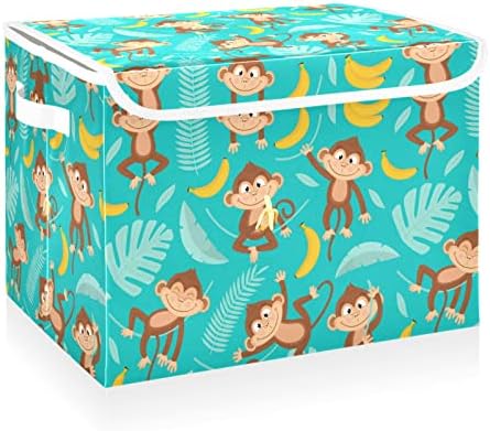 Cataku sklopivi po kutija sa poklopcima Monkey Blue Tropical Velike skraćene kante za skladištenje s poklopcem za skladištenje košara za pohranu Košarica za odjeću Organiziranje