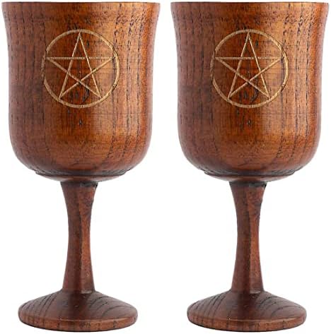 Pehar za kalež VIDAYA, Pentagram ručno izrađena žižula drvena čaša za pehar za piće jedinstvenog dizajna šalice za vino Srednjovjekovni