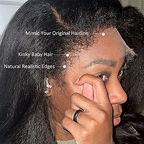 Oulaer Yaki Bob perika Kinky Curly Baby hair Lace frontalna perika za ljudsku kosu 180% gustoća kratka Kinky ravna perika 13x6 HD