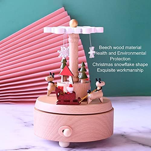 Muzička kutija, Snowflake Decor Musical Box Grain Teksture Reprodukcija Melody Božićna muzička kutija za prijatelje i djecu Rođendanska zanata igračke Drvena muzička kutija Početna Dekor