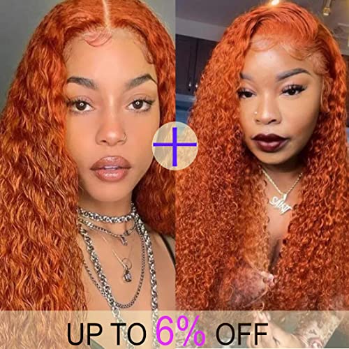 BuLaDou đumbir Orange Lace prednje perike ljudska kosa Jerry Curly perike za crne žene prirodna linija kose Brazilski 4x1 čipka zatvaranje