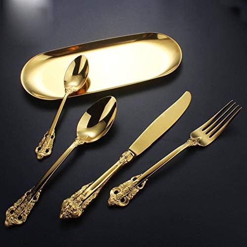 NC Tabela Zlatni Vintage Nerđajući čelik Luksuzni viljuška kašika nož Set Zlatni stol Vintage Stil