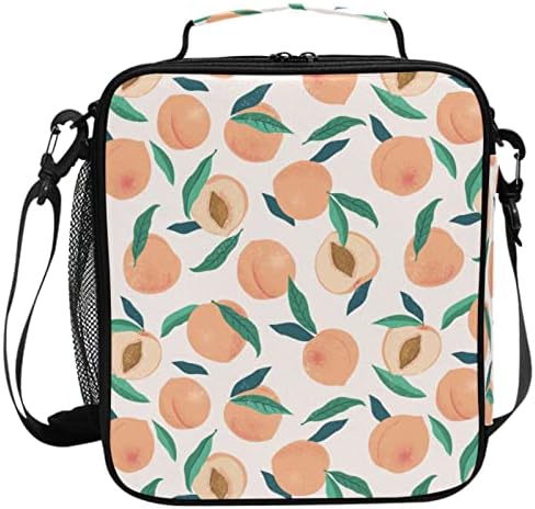 ZZXXB Peach Print izolovana torba za ručak kutija za višekratnu upotrebu termo hladnjača Tote Vanjska putna torba za piknik sa naramenicom za studente odrasle