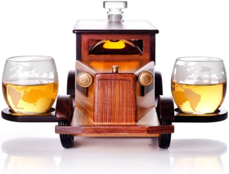 Set za flašu viskija TAKOIL, dekanter i stari nosač za stari automobil - stakleni Set za burbon viski, sa čašom, votka - poklon za