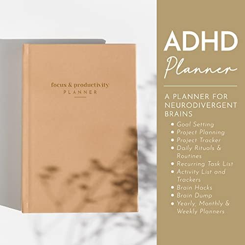 Adhd planer za odrasle: fokus i planer produktivnosti - planer za neurodivergentni mozak - organizacija, postavljanje ciljeva i upravljanje vremenom - poklon za muškarce i žene sa adhd-om