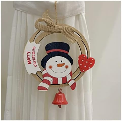 Božićna zvona za ukrase Božićni drveni ukrasi Završeni komadi Drvo viseći Santa Claus Reindeer snjegovični zanati sa bogknot i zvonom Božićna zvona zvona (boja: snjegović, s