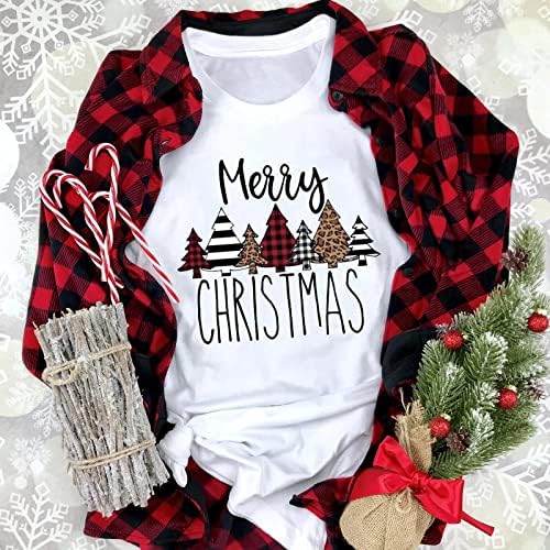 Slatki božićni vrhovi za žene povremene božićne košulje s okruglim vratom kratkih rukava TEE TURS Tunic majica