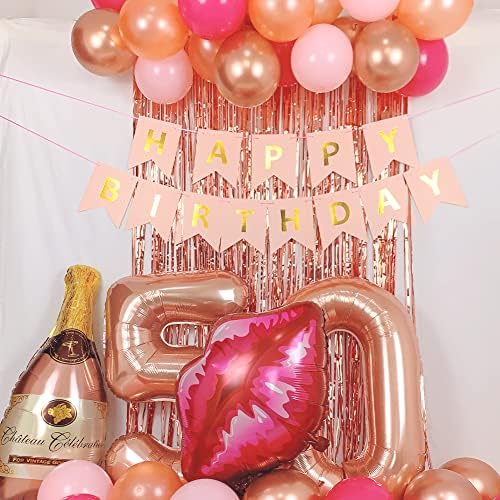 Dekor 50. rođendana HOOD Rose Gold Hot Pink 50 i fenomenalni rođendan Cheers do 50 godina Rose Gold Happy Birtner Banner 50 Ballon
