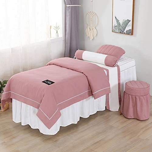 Jednobojna posteljina za masažu ljepote, pamučni Meki stol za masažu Setovi prekrivača s rupom za odmor za lice prozračni pokrivač za krevet-Pink 70x190cm
