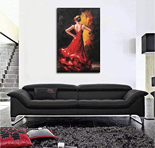 Paimuni ples dama ulje slike ruku slikao atraktivna žena plesačica u crvenoj haljini platno zid Art spreman za objesiti zid dekor