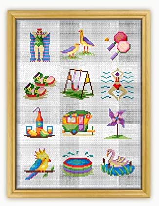 Ljeto Samplers CS1543-broje Cross Stitch obrazac. Samo Štampani Uzorak Unutra. Bez Tkanine, Niti, Igala, Obruča.