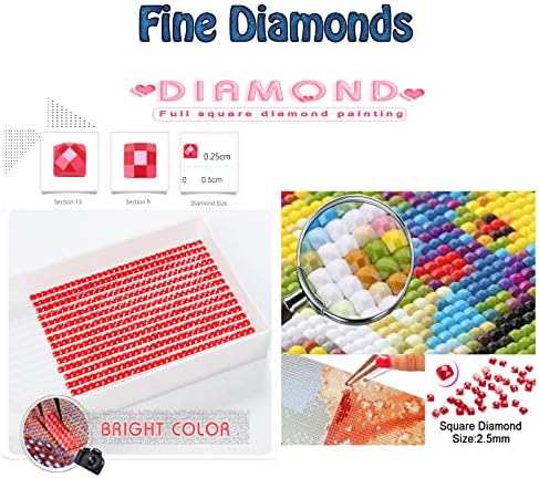 Dijamantni setovi za odrasle, more i mjesec Diamond Art Kids početnik DIY 5D boja po brojevima, velikim punim bušilicama dijamantskih točkica kristalno dragulje umjetnosti slika za kućni zidni dekor, 16x32in