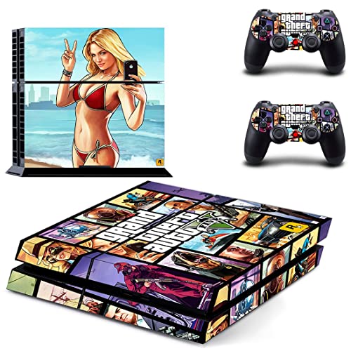 Igra Grand GTA Theft i Bauto PS4 ili PS5 naljepnica za kožu za PlayStation 4 ili 5 konzola i 2 kontrolera naljepnica Vinyl V4975