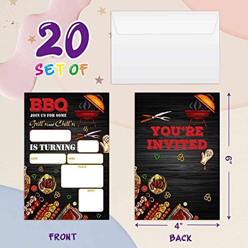 Axamdam Rođendanske kartice, backyard BBQ Party pozivnice za dječje dječake i djevojke, 20 karata sa 20 koverte Party Favorirs & Proslava-A027