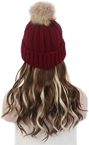PDGJG modni ženski šešir za kosu jedan crveni pleteni šešir perika dugo Kovrčavo isticanje smeđa perika šešir jedan