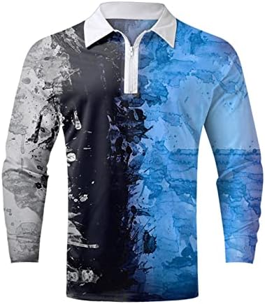 XXBR muške patentno majice, 2022 Nova muška majica Dugi rukav Patchwork Golf Tops Jesen Zip vrat Radna majica