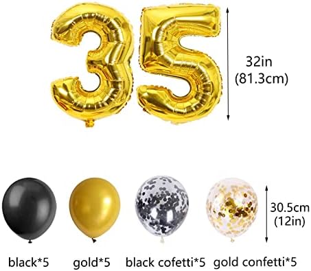 Dekoracije 35. rođendana za muškarce Žene, 35. rođendan baneri Broj 35 Rođendan baloni Star Foil Confetti Baloni za navijače do 35