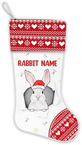 Personalizirani božićni čarape, Bunny Božićne čarape, Personalizirani čarapa za kućne ljubimce, poklon za zečeve, zečevi ljubitelji poklon, zečji božićni čarapi M-L