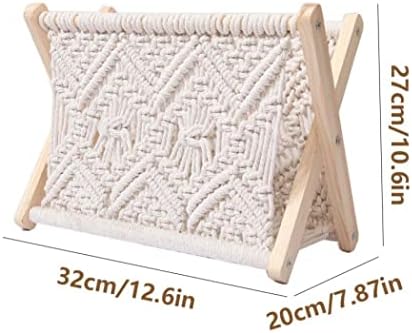 Hiinice Woven magazinski stalak MacRame magazin Skladištenje Boho ručnik za pohranu Boho kućni dekor za dnevni boravak 12.60x10.63x7.87 bijeli