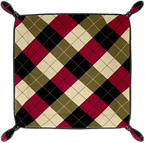 Lyetny Plaid uzorak Organizator pladanj za skladištenje plašta Beddide Caddy Desktop ladica Promjena tipke Novčanik Coin Box ladica za skladištenje ležišta Valet, 20,5x20,5cm