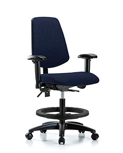 LabTech sjedeća LT42271 stolica sa srednjom klupom, tkanina, najlonska baza sa srednjim leđima, crni prsten za stopala, Kotačići,