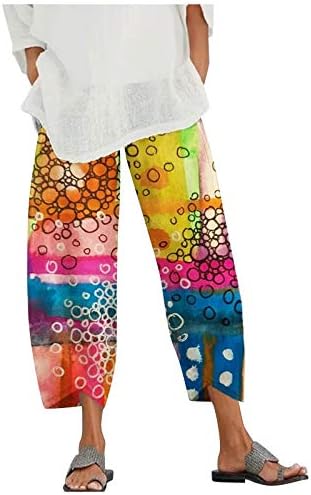 Qtocio cvjetni print Capri pantalone Ženske široke noge Yoga Palazzo Hlače Ležerne haljine Dressy Summer Jogger Haljina žetvene hlače