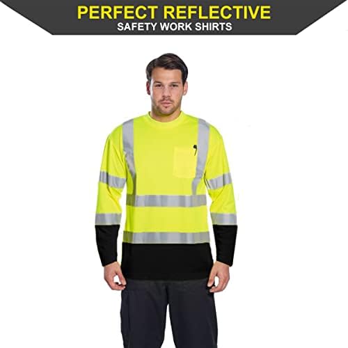 Majice visoke vidljivosti Camnwamn, visoke vidljivosti, dugih rukava HI Vis Reflection Sigurnosne košulje Građevinska majica radne