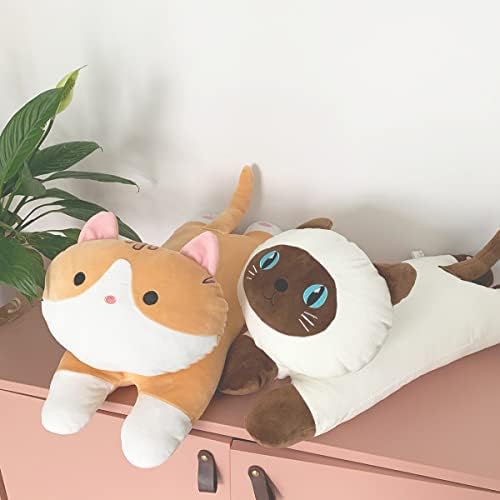 Arelux 20 '' mekani mački jastuci za zagrljaj za spavanje, siamese Cat plišani jastuk, mače punjene jastuke za bacanje životinja za