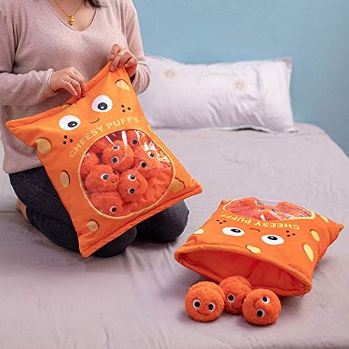 Cheesy Puffs Plish jastuk, Punjena igra igračka jastuk sa vrećicom sirnih puffnih kuglica, za djecu za spavanje kućnog ukrasa