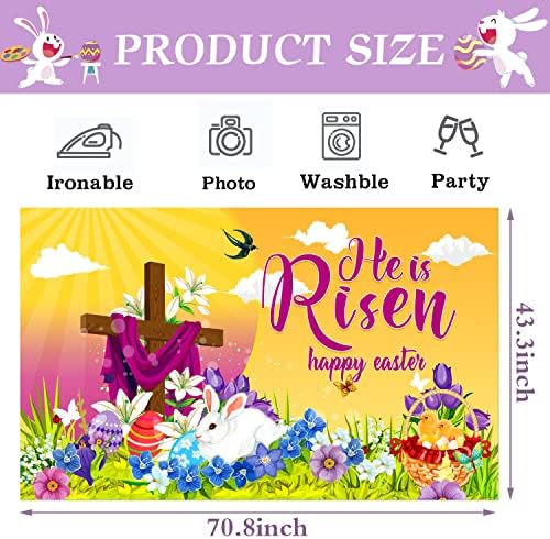 Uskrs on je Risen vjerski pozadina Isus raspeće Cross Lily uskrsnuće Backdrop Banner vjerske hrišćanske fotografije za Crkvu