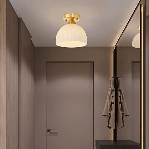Elksdut Semi Flush Mount Stropni svjetlo, zlatni hodnik svjetlo, staklo u blizini stropnog svjetla, vintage unutarnje viseće svjetlo, privjesak za seosku kuću za kuhinju ulazak u kupaonicu trijem