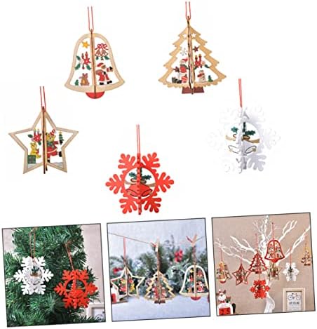Homoyoyo Božićne privjesak Drveni dekor Adornos para de de ornamenti 5pcs Božićni drveni veslanje Božićno drvce Viseće ukrašavanje