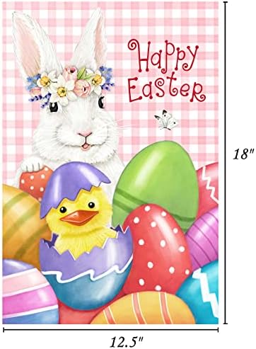 Zastava Uskršnjeg bašta, uskrsne zastave 12,5 x 18 inča Dvostrane uljesne zastava za zastave Dobrodošli Opružni vanjski Easter Bunny