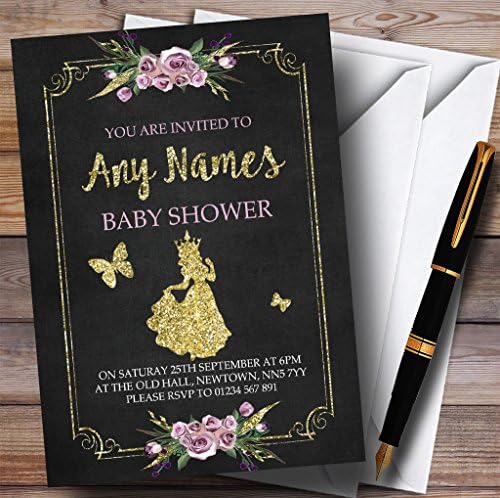 Chalk & amp; zlatne pozivnice za cvjetnu princezu pozivnice za tuširanje beba