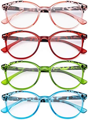 CessBlu dame elegantne naočare za čitanje u 4 pakovanja prevelike okrugle čitače za žene koje čitaju
