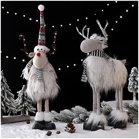 Pifude božićni ukrasi Božićna elk ukrasna ručno rađena pliša lutka s uvlačnim opružnim nogama božićno star