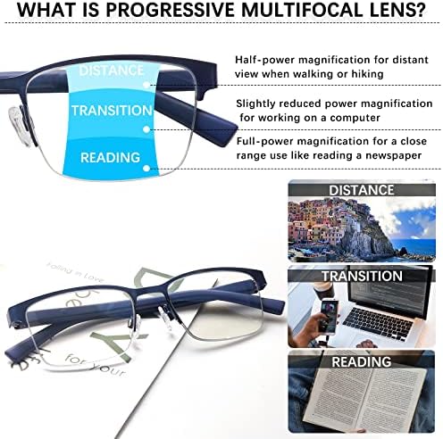 MAEOWN progresivne multifokalne naočare za čitanje muškarci plavo svjetlo blokirajući čitače opružnih šarki kompjuterske naočare polu