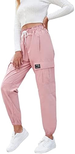 Sangtree ženske teretne hlače Elastične strukske vučne hlače sa džepovima za žene ružičaste, xl