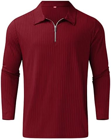 Wocachi 2022 polo majice za muške, dugih rukava Vintage Striped rebra golf vrhovi ulična odjeća Ležerna majica mišića