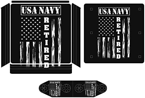USA Navy penzionisana američka zastava slatka naljepnica zaštitnik kože Slim Cover za PS-4 Slim / PS-4 Pro konzola & 2 kontroler