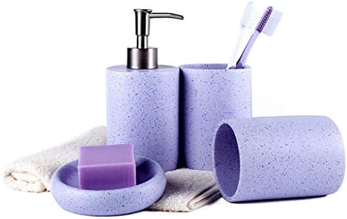 JW dispenzer set za kupaonice, jednostavna smola za kupatilo od 4 komada, uključuje dozator sapuna, tumbler, sapun, multikolor 375ml