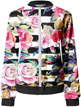 Pamučni kaput Ženski cvjetovi Sumpst Zip dugih rukava Bluza Okrugli vrat Comfort Fall Club Classy Coat Woman Plus Veličina Vrh