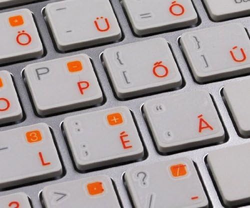 Mađarska naljepnica za tastaturu sa narandžastim slovima transparentna pozadina je kompatibilna sa Appleom