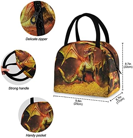 Red Dragon Magic animal torba za ručak tote izolovane hladnjače torbe za višekratnu upotrebu kutija za ručak prijenosni za žene djecu muškarci djevojčice dječaci Zamrzivi držač za ručak za školski rad