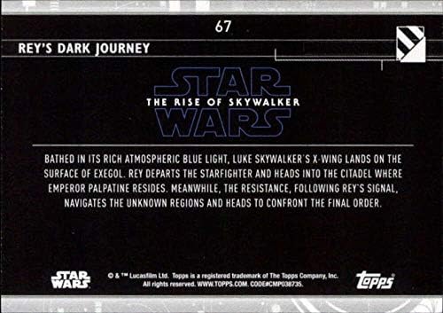 2020 TOPPS Star Wars Raspon Skywalker Series 2 Blue # 67 Rey's Trgovačka kartica za tamnu putovanju